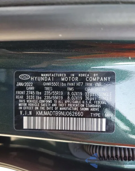 2022 Genesis Gv70 Base from USA, damaged, VIN KMUMADTB9NU062660